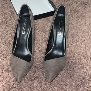 Gray suede women’s heels 8.5